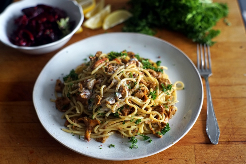 Rýchle smotanové huby s cestovinami